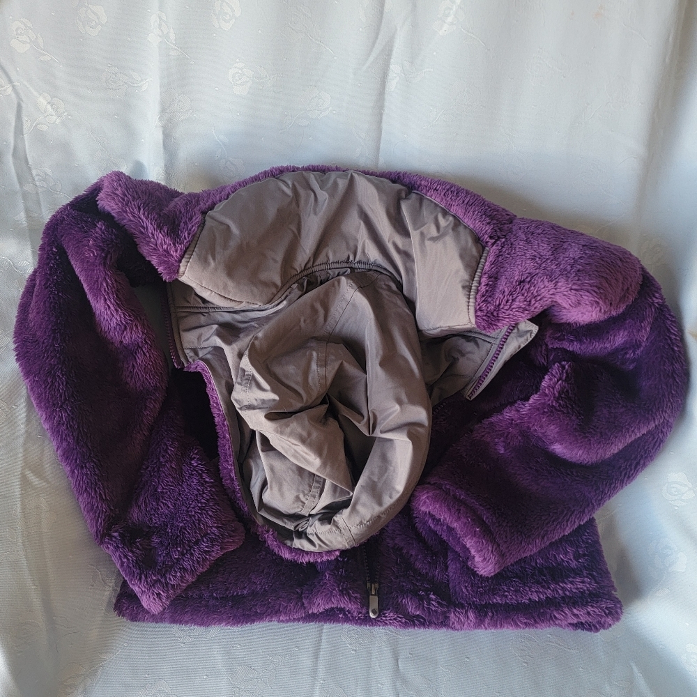 Snuggly Lands End purple fleece jacket kids sz 14 - Picture 11 of 11